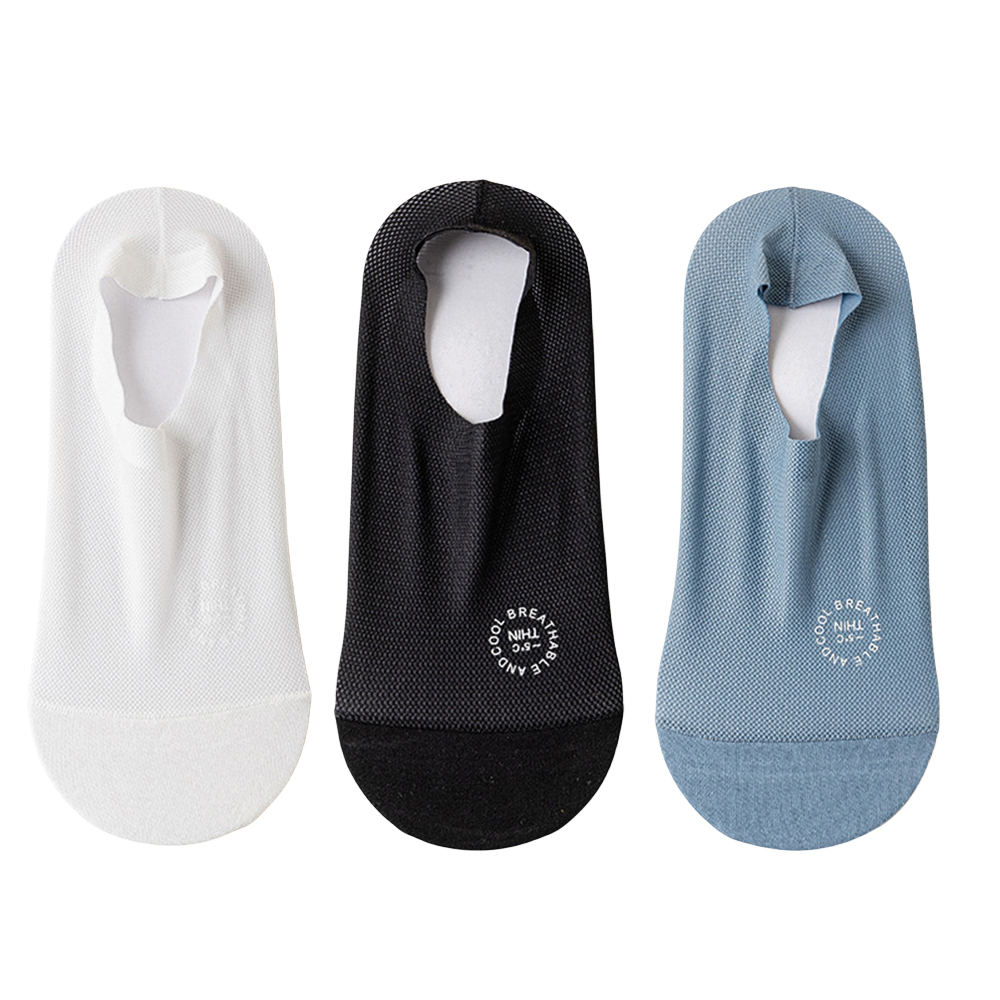 Coasfe 3 Pairs Mens Invisible No Show Socks Summer Breathable Cool Low Cut Sports Socks Silicone Anti-slip Hollow Out Mesh Boat Socks