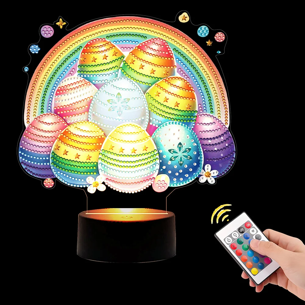 DIY Acrylic Double Sided Rainbow Eggs Diamond Painting LED Night Light for Easter