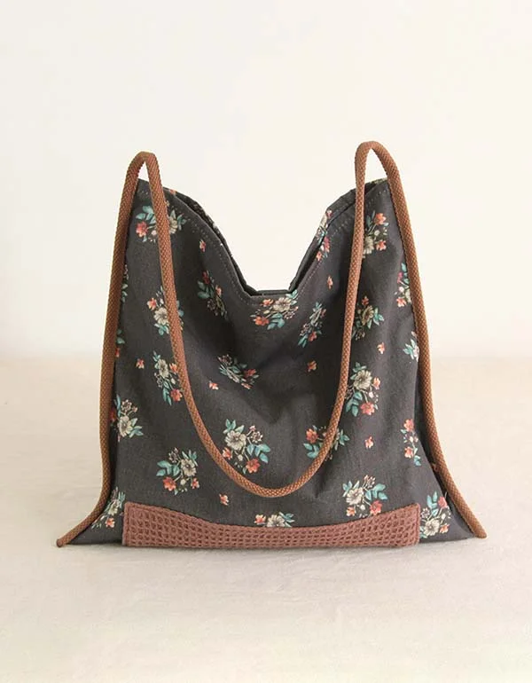 Handmade Vintage Floral Linen One Shoulder Bag