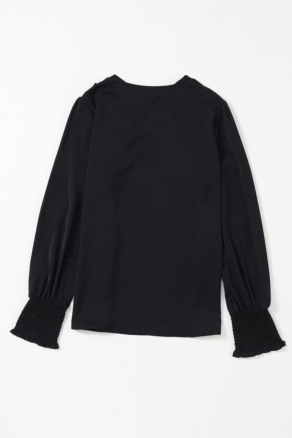 Elegant Black Drape Sleeve V-Neck Blouse