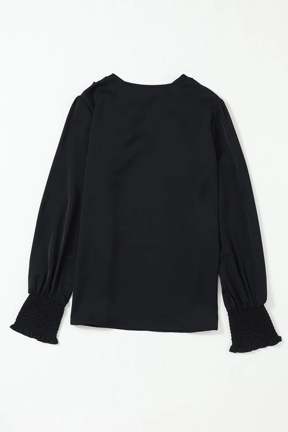 Elegant Black Drape Sleeve V-Neck Blouse