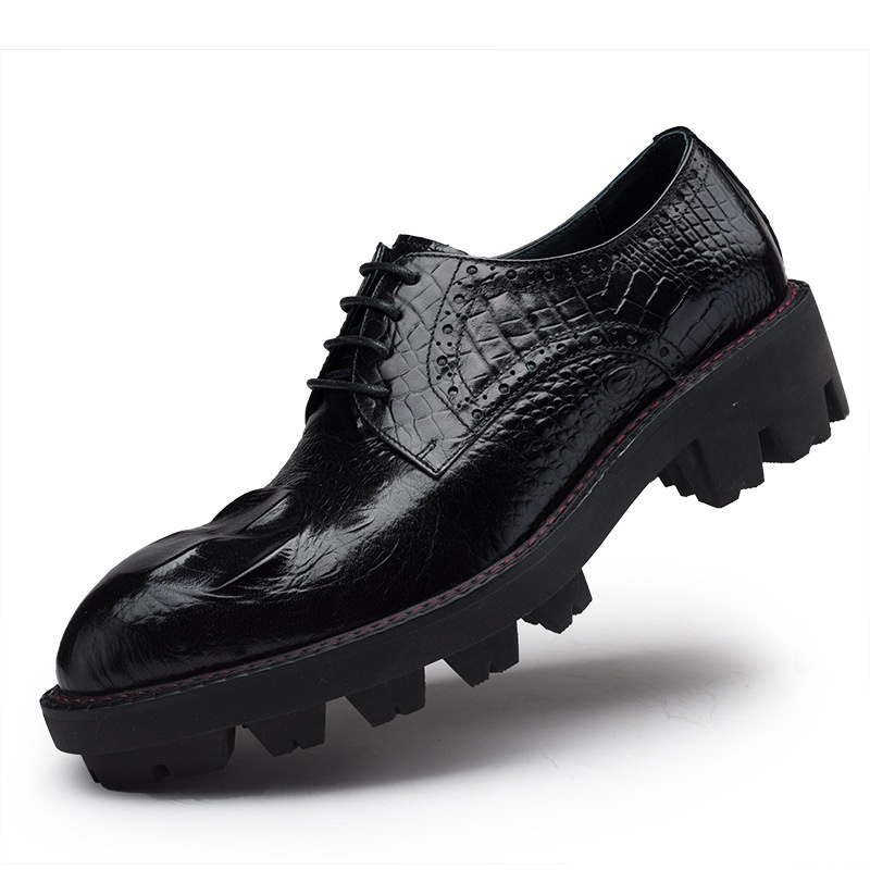 Domineering Crocodile Embossed Men's Shoes Rubber Platform Men's Shoes Trend Hair Stylist Shoes