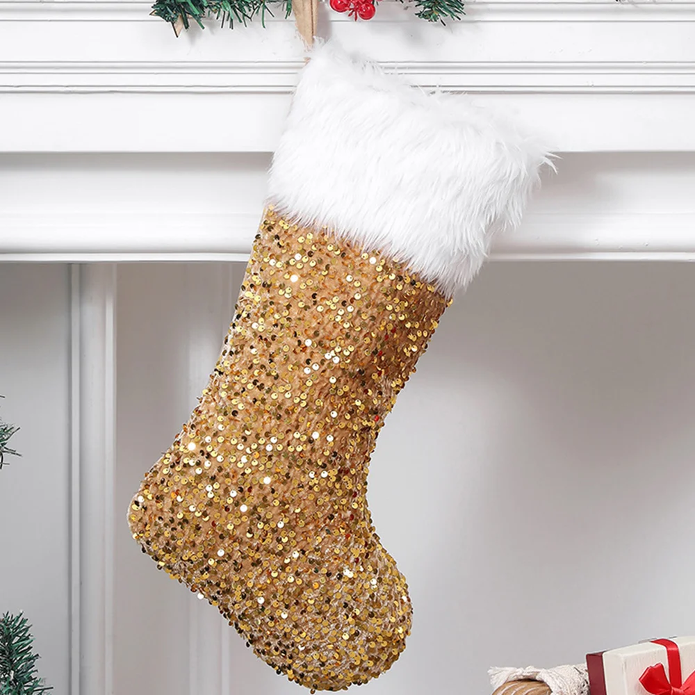 Gift bag for socks with plush sequins for decoration of props