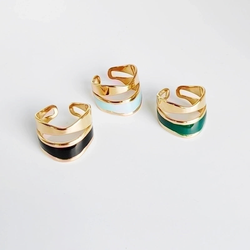 Casual Minimalist Geometric 304 Stainless Steel Titanium Steel 18K Gold Plated Enamel Plating Open Rings