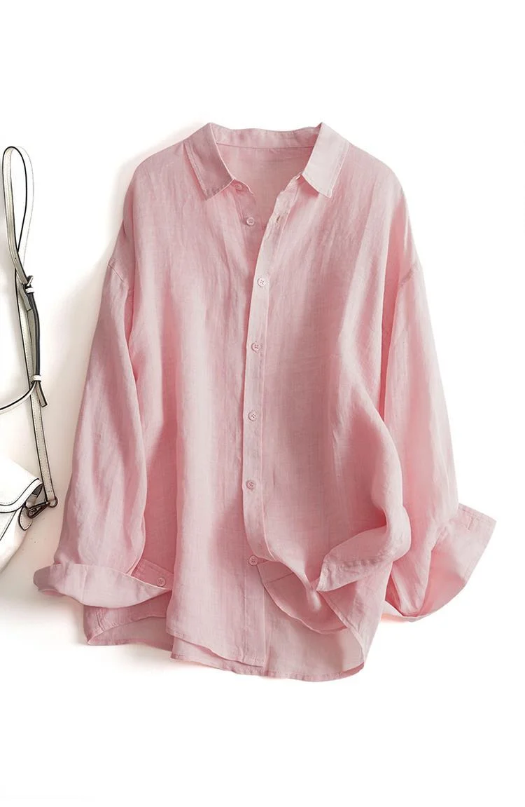 Athvotar Athvotar New Women's Spring And Summer Comfortable Cotton Long Sleeve Sunscreen Shirt Thin Loose Air-Conditioning Shirt Casual Shirt Jacket