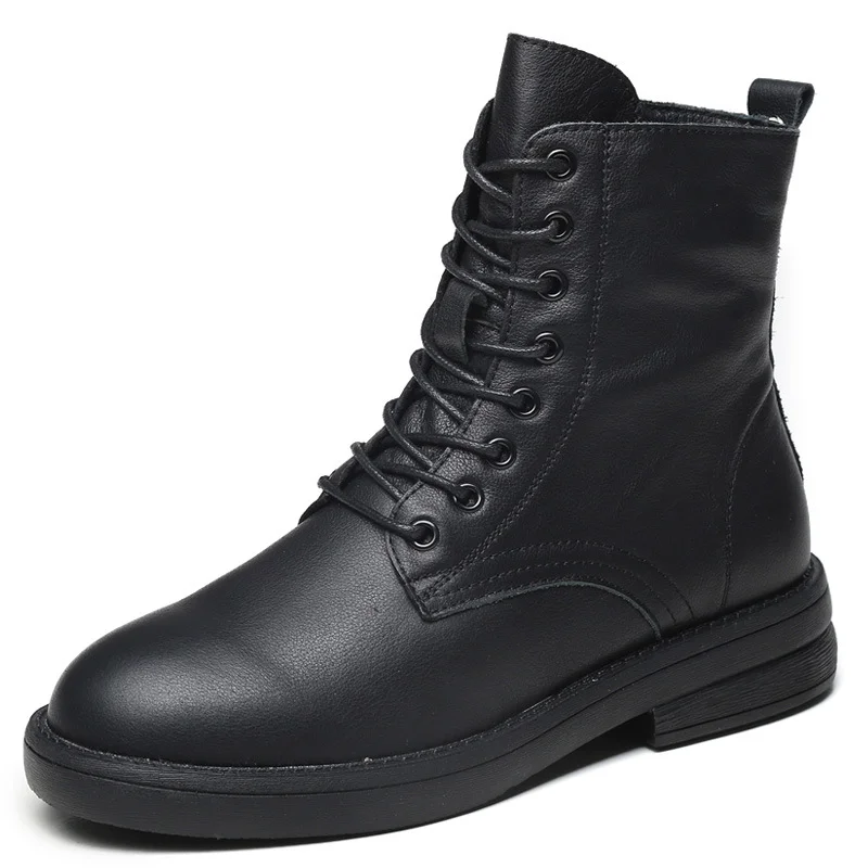 Yyvonne Leather Martin Boots Girl Retro Style British Style