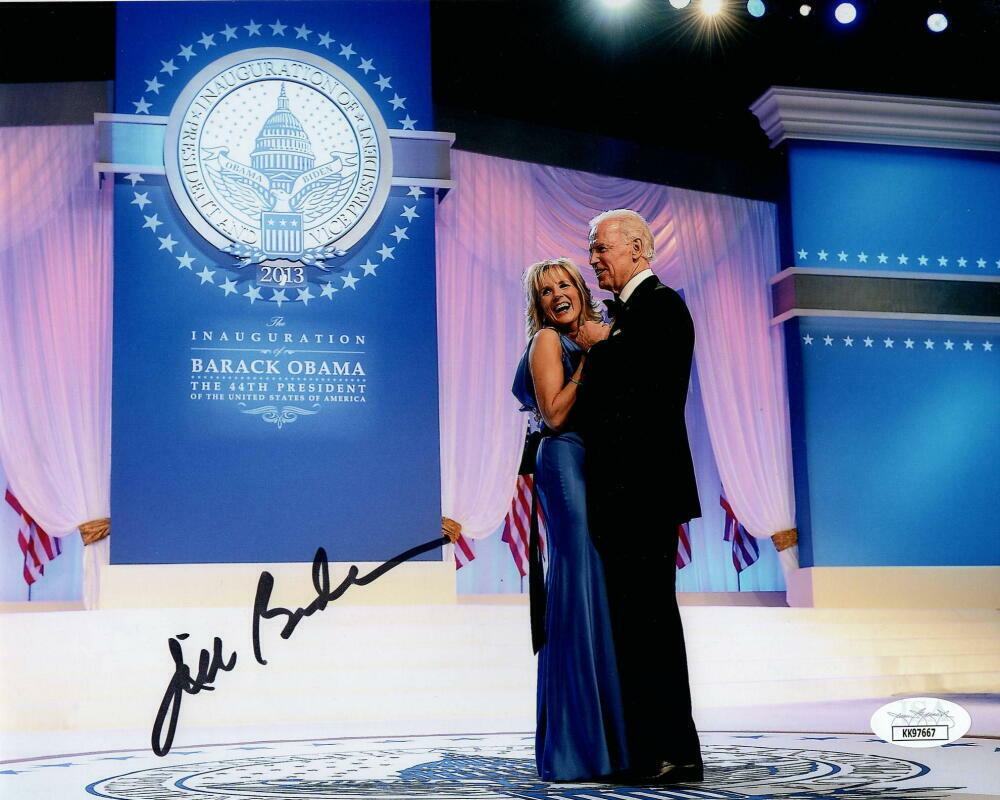 JILL BIDEN SIGNED AUTOGRAPH 8X10 Photo Poster painting W/ JOE @ PRESIDENT OBAMA INAUGURATION JSA