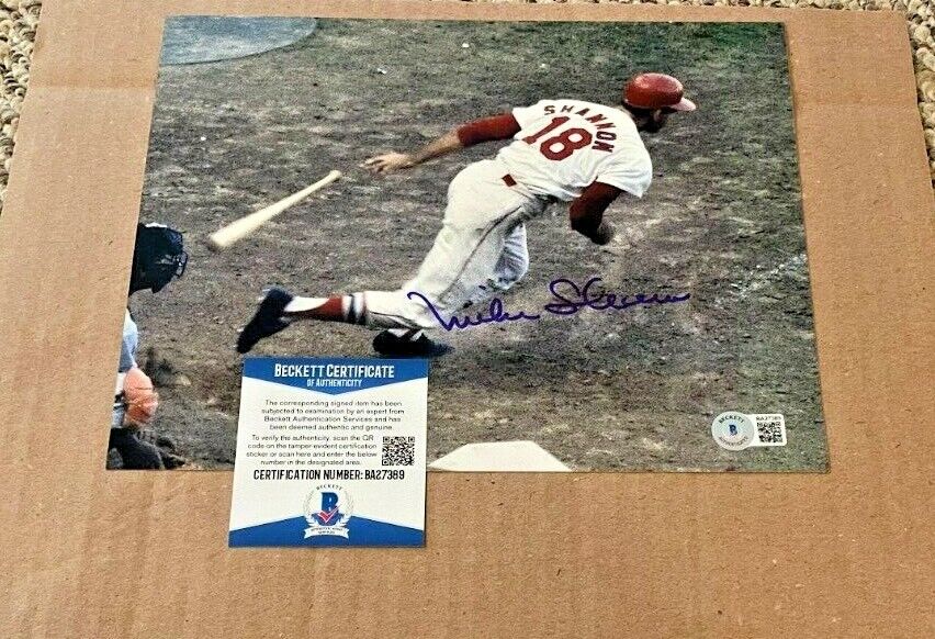 MIKE SHANNON SIGNED ST LOUIS CARDINALS 8X10 Photo Poster painting BECKETT CERTIFIED BAS