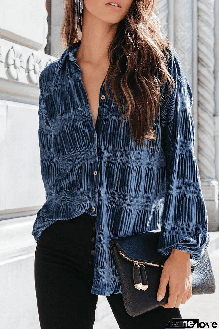 Casual Solid Patchwork Turndown Collar Tops