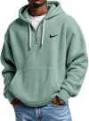 Men's Loose Waffle Half-Zip Hooded Sweatshirt