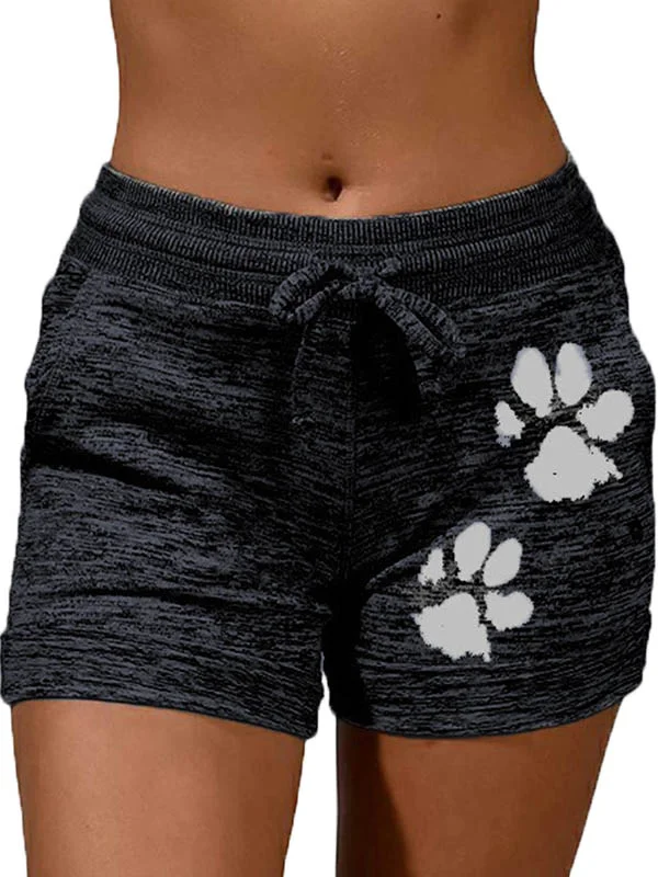 Paws Printed Elastic Wiast Shorts