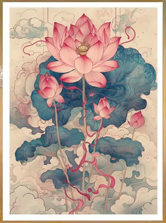 Lotus 11CT/14CT Stamped Cross Stitch 40*60CM