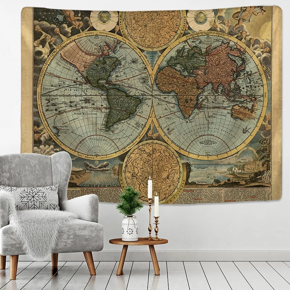 Pirate Treasure Map Tapestry Wall Hanging Bohemian Beach Mat Polyester Thin Blanket Yoga Shawl Mat Blanket New