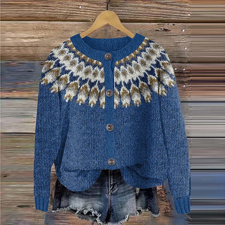 Utbros Vintage Fairman Island Knit Jacquard Sweater Cardigan