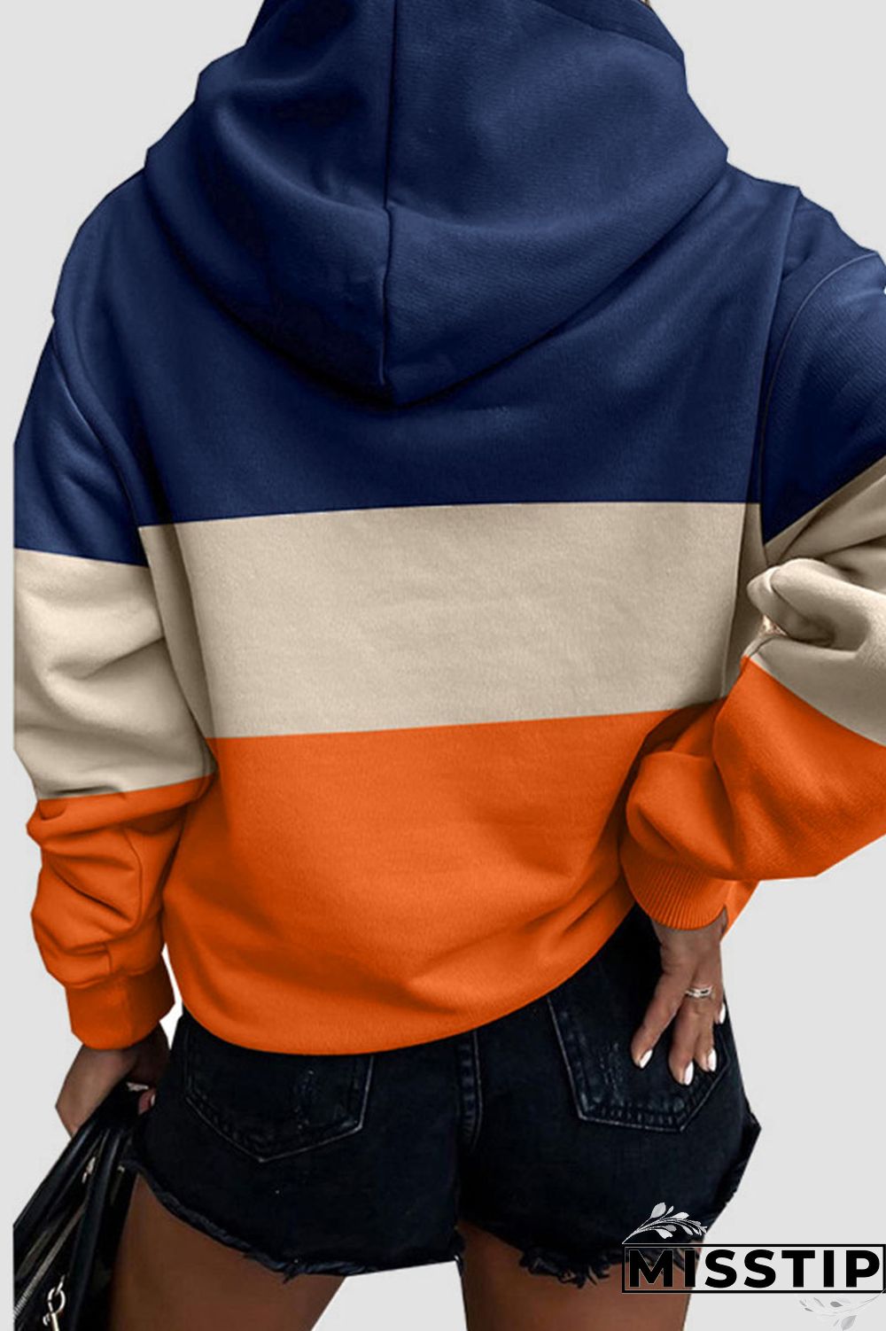 Orange Casual Print Patchwork Hooded Collar Tops
