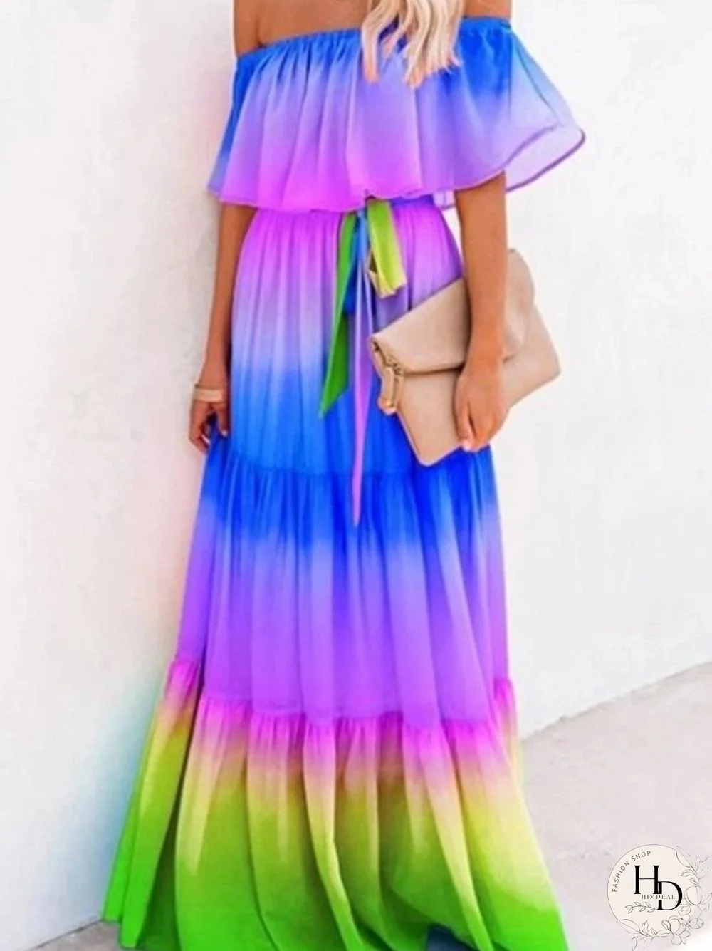 Dress Women Print Dress Wrapped In Chest With Gradient Lace-up Skirt Oversized Bridesmaid Dress Robe Evening Dresses Dress