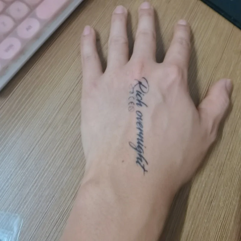 7-15 Day Juice Semi Permanent Tattoo Sticker Men Women English Font Temporary Waterproof Tatouage Tatuagem Falsa Art Fake Tattoo