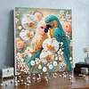 Fleurs oiseaux bricolage, set de peinture perl&eacute;e avec forme sp&eacute;ciale avec cadre 25x25cm