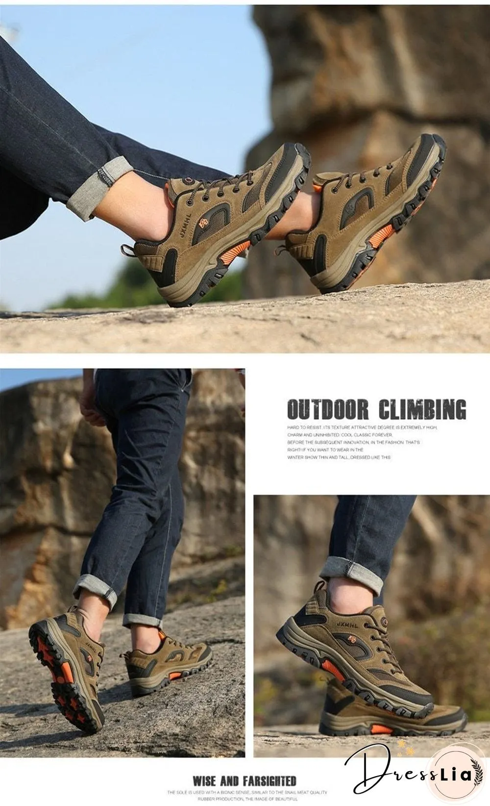 Fashion Men Shoes Comfortable Waterproof Outdoor Casual Shoes Lace-Up Rubber Sneakers