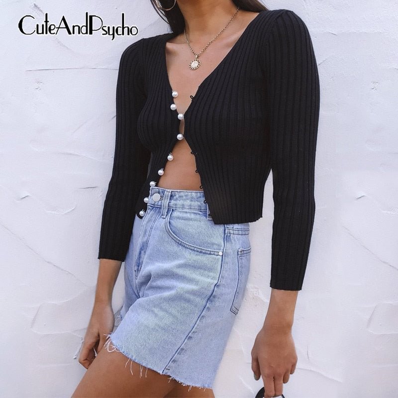 Solid Knitted Cardigan for Women Single-breasted Buttoned Cardigan Korean Style Autumn 2020 Women Clothing Outfit Cuteandpsycho