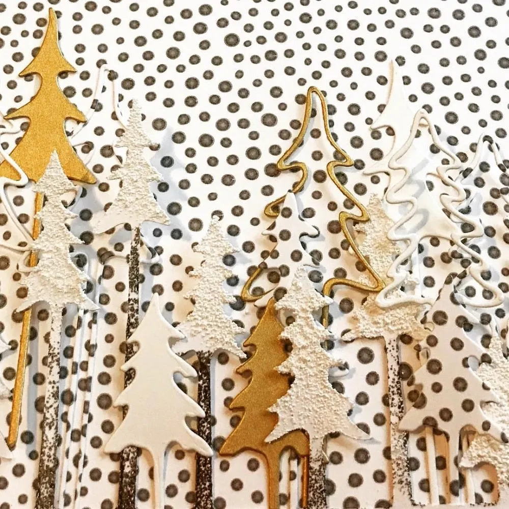 Piggy Craft metal cutting dies cut die mold 3Pcs Christmas tree Scrapbook paper craft knife mould blade punch stencils dies