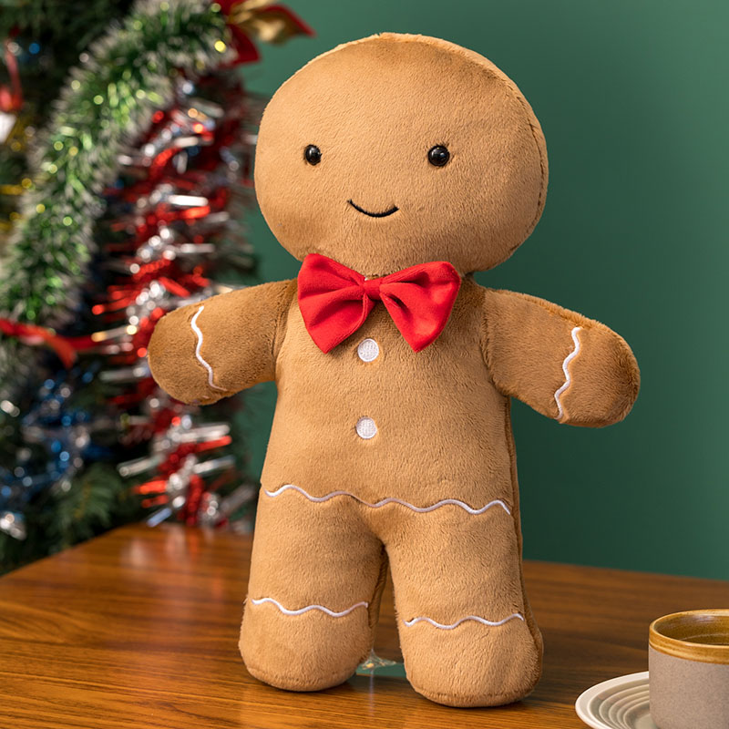 Tegooe Gingerbread Man Plush Cushion - Stuffed Christmas Decor Kids Toy