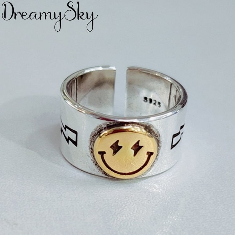 DreamySky Punk Vintage Smile Face Rings For Women Boho Female Charms Jewelry Men Antique Knuckle Ring Fashion Party Gift - BlackFridayBuys