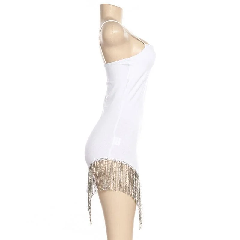 Uveng Uveng Summer New Women's Pendant Hem With A Word Collar Sexy Backless Dress Woman