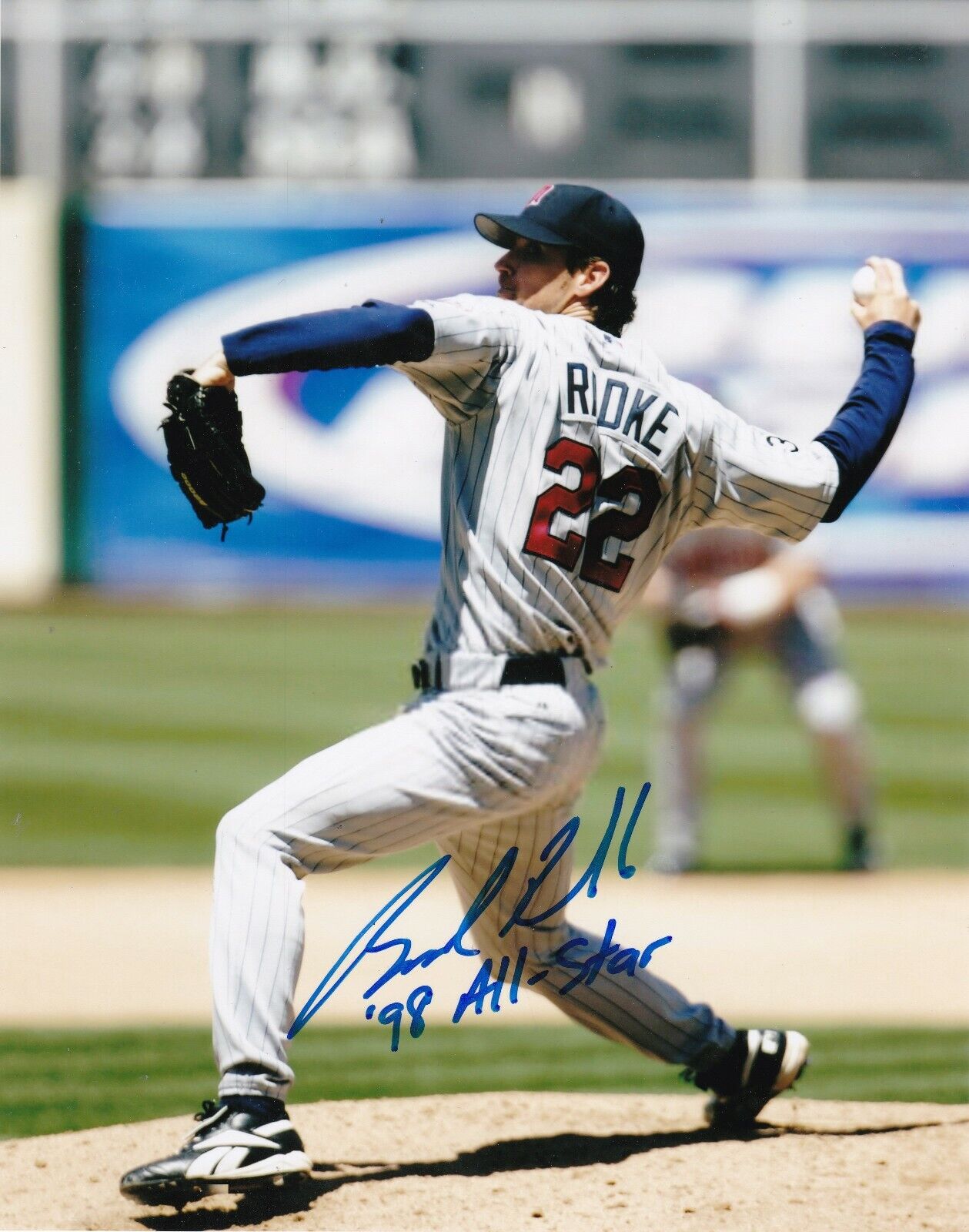 BRAD RADKE MINNESOTA TWINS 1998 ALL STAR ACTION SIGNED 8x10