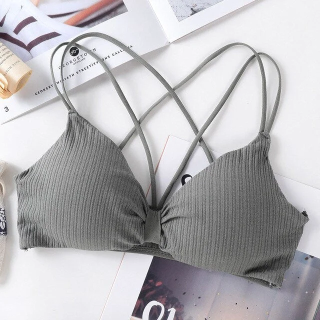 Sexy elastic rally bra push chest bra summer anti-glare Korean version wild steel tube bra sexy no steel ring bra