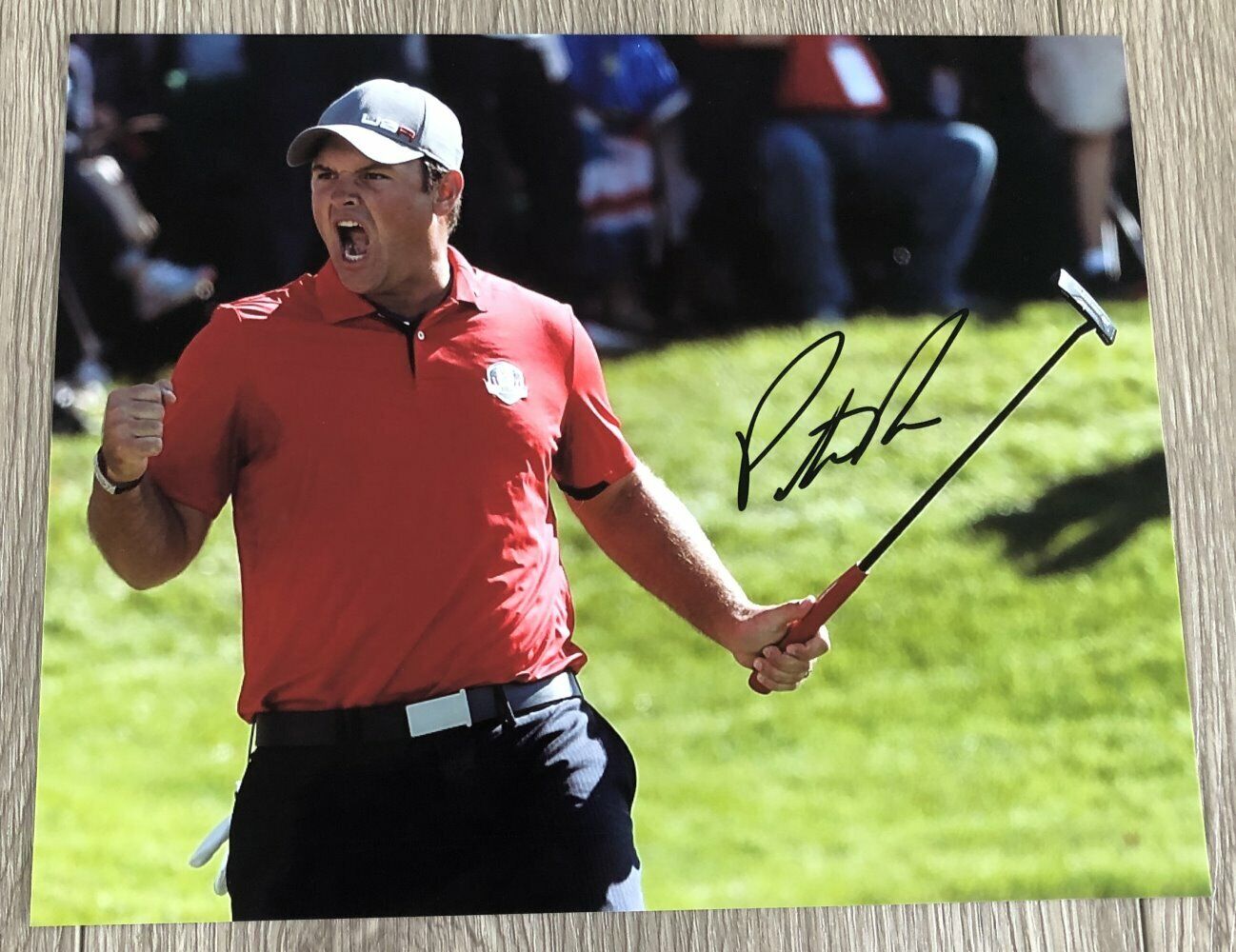 PATRICK REED CAPTAIN AMERICA SIGNED AUTOGRAPH RYDER CUP 8x10 Photo Poster painting A w/PROOF