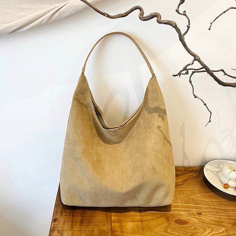 Women’s Suede Solid Color Streetwear Square Magnetic Buckle Shoulder Bag