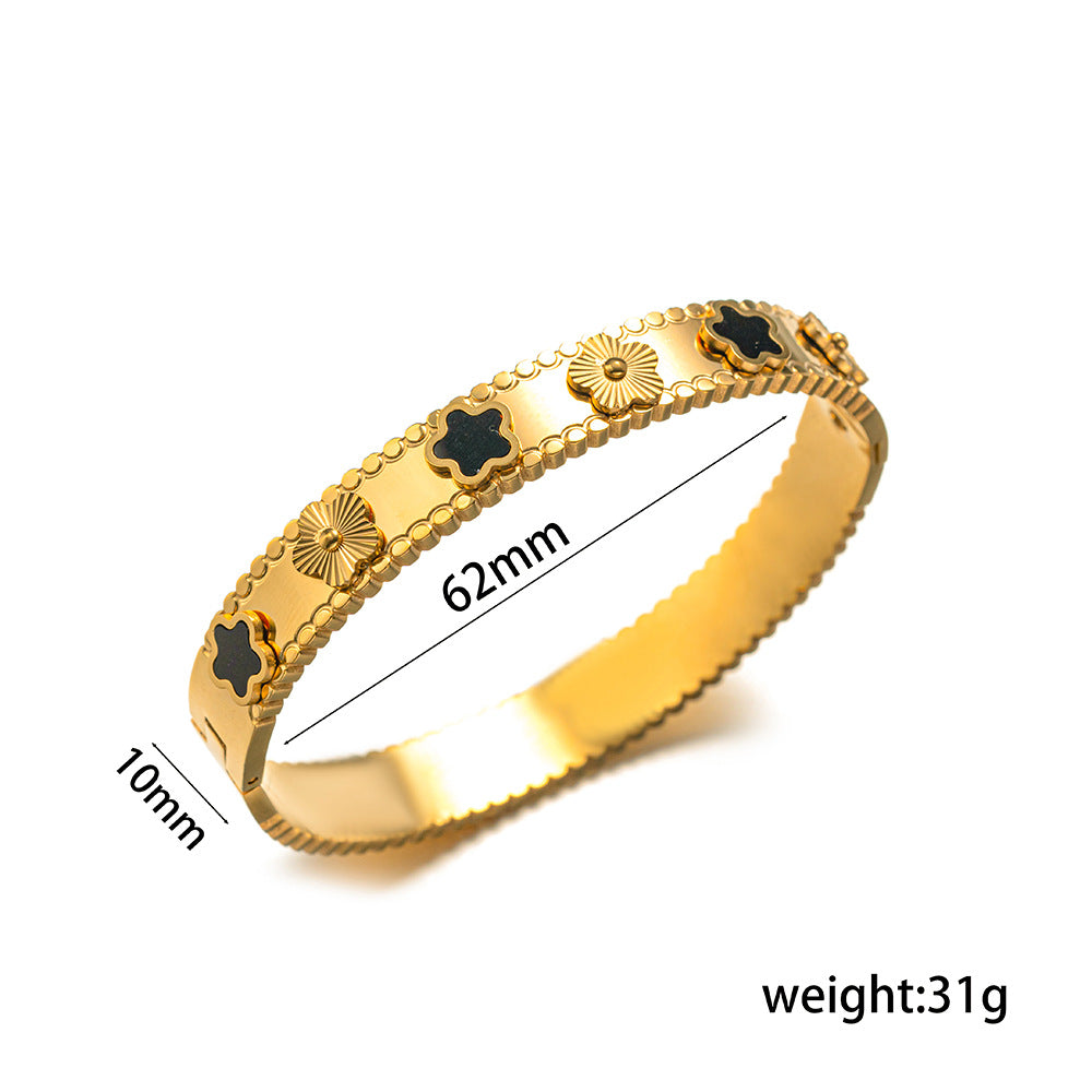 Fashion Flower Titanium Steel Bracelet Niche Design Five-Leaf Flower Hot-Selling Stainless Steel Bracelet Female Jewelry