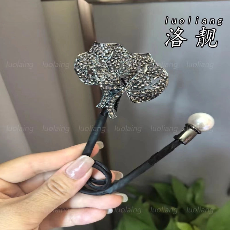 Women’s Minimalist Peacock Feather Flower Alloy Plating Inlay Rhinestones Hair Band