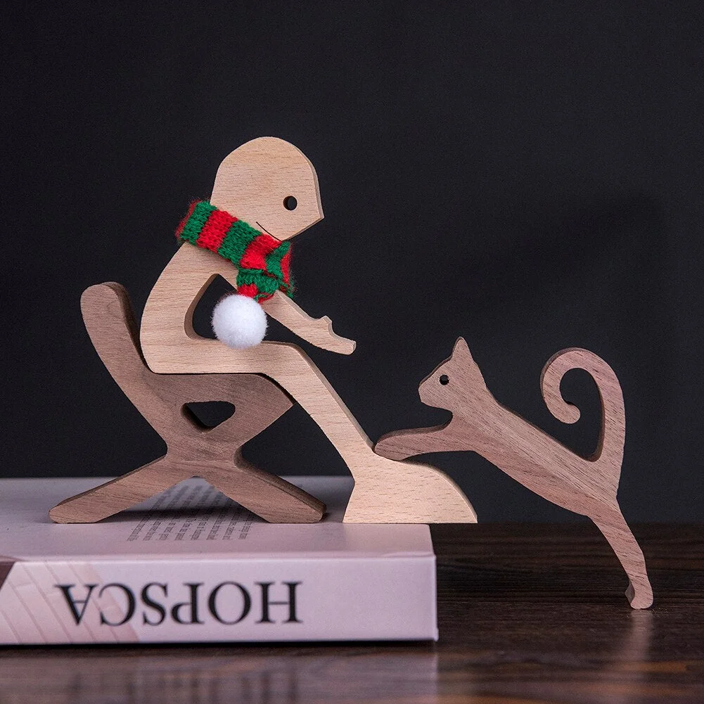 Wooden Dog Christmas Ornaments For Home Decor Craft Figurine New Year's Decor Creative Home Decoration Lovely Gift