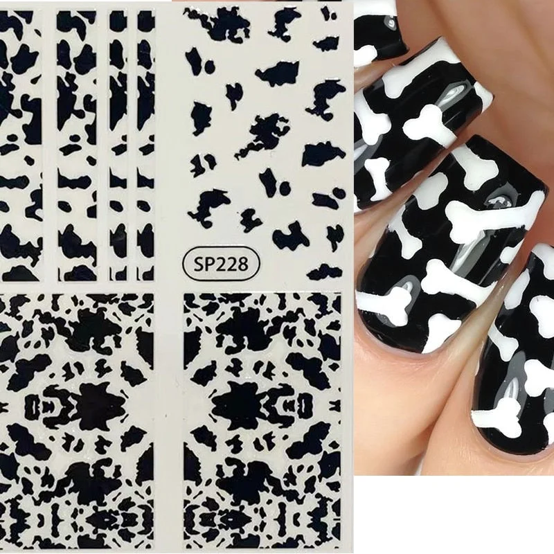 1PC Zebra Serpentine 3D Nail Stickers Fluorescence Green Leopard Prints Sliders Animal Skins Nail Art Decoration For Manicures