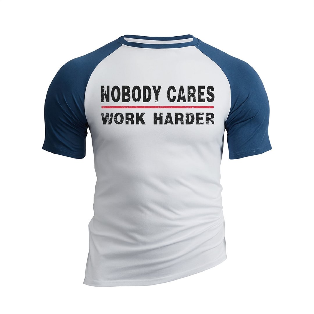 NOBODY CARES WORK HARDER RAGLAN GRAPHIC TEE