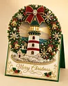 6pcs DIY Christmas Lighthouse Pearl Art Diamond Painting 3D Greeting Card