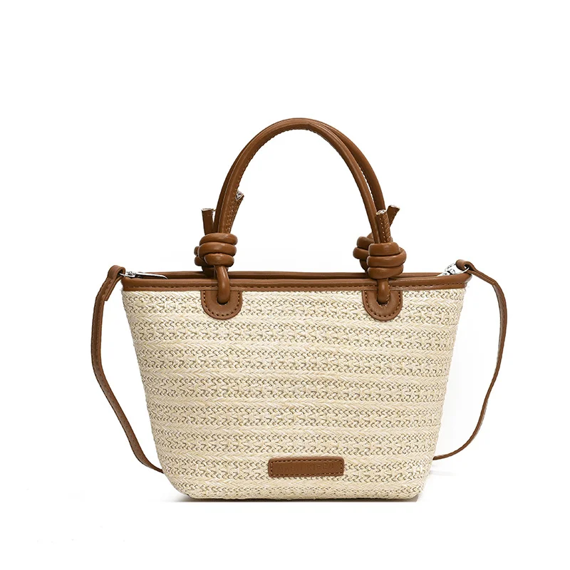 Pongl Pongl One-Shoulder Cross-Slung Woven Bag Women's New Large Capacity Holiday Beach Bag Commuter Tote Bag Women's Bag