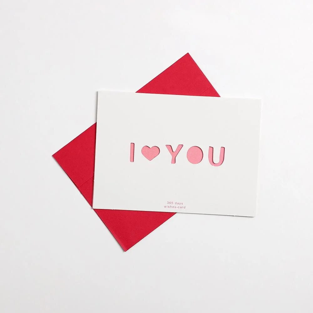 1pc Sweet warm Valentine's Day hollow greeting card envelope Girlfriend boyfriend lover gift thanks birthday party supplies