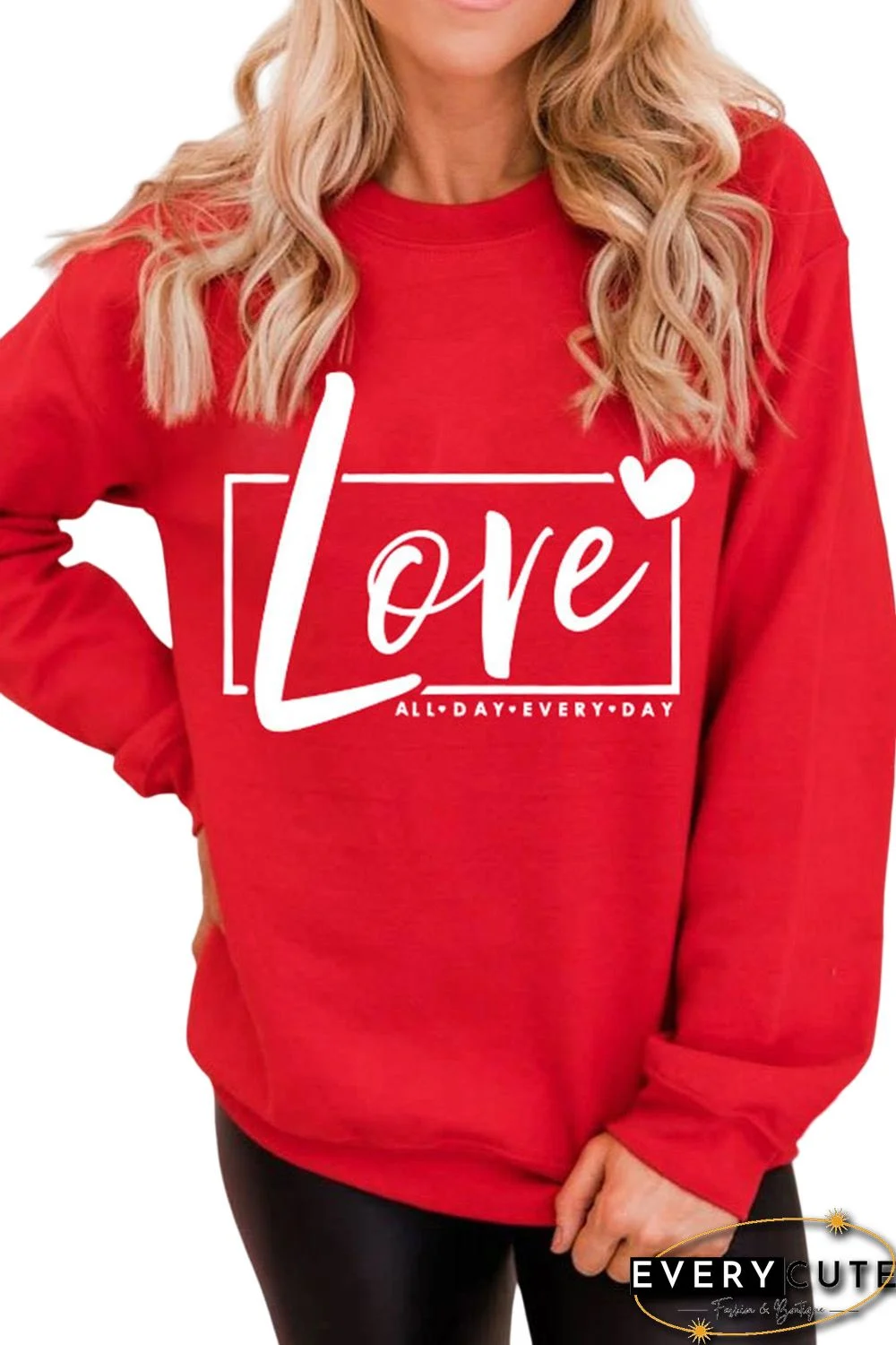 Red Valentine's Day Love Graphic Sweatshirt