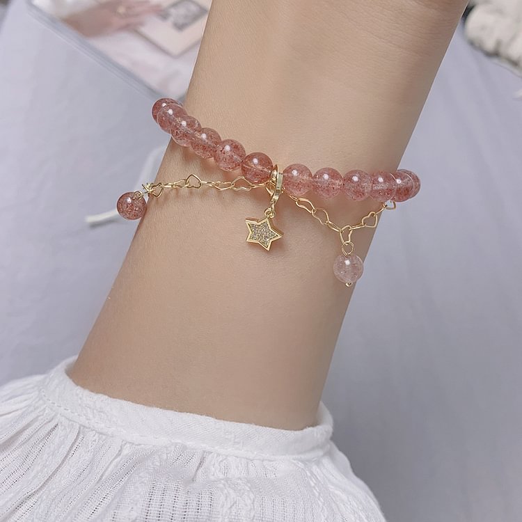 Strawberry Quartz Beaded Bracelet KERENTILA
