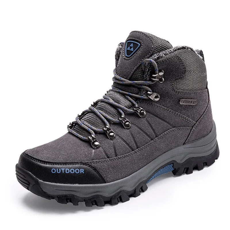 Hiking Shoes Men Warm Plush Non-Slip Outdoor Boots Winter Trekking Shoes Waterproof Sneakers Camping Snow Sports Shoes
