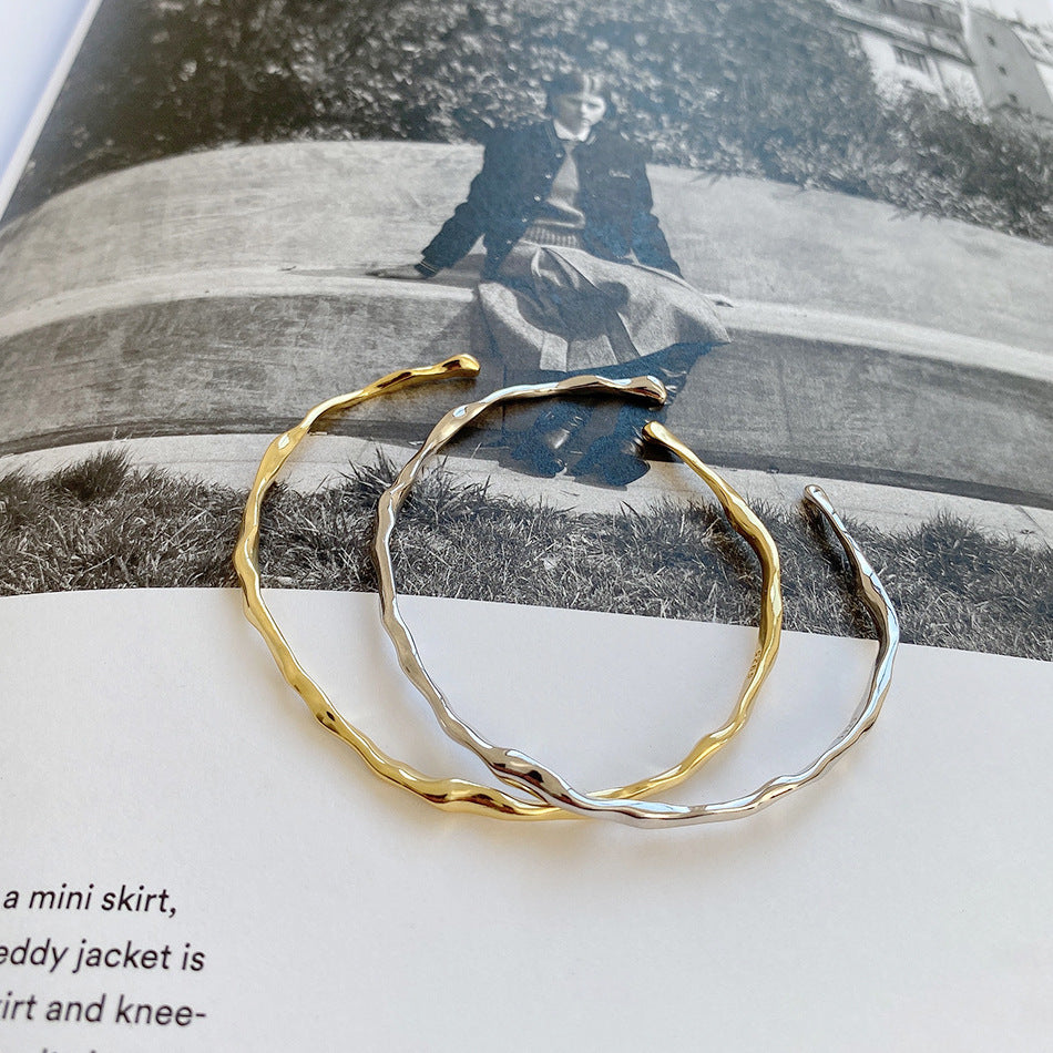 925 Sterling Silver Minimalist Textured Silver Bangles