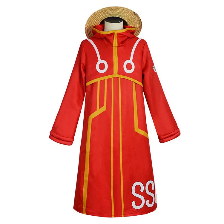 One Piece Egghead Arc Monkey D. Luffy Red Coat Outfits Cosplay Costume Halloween Carnival Suit