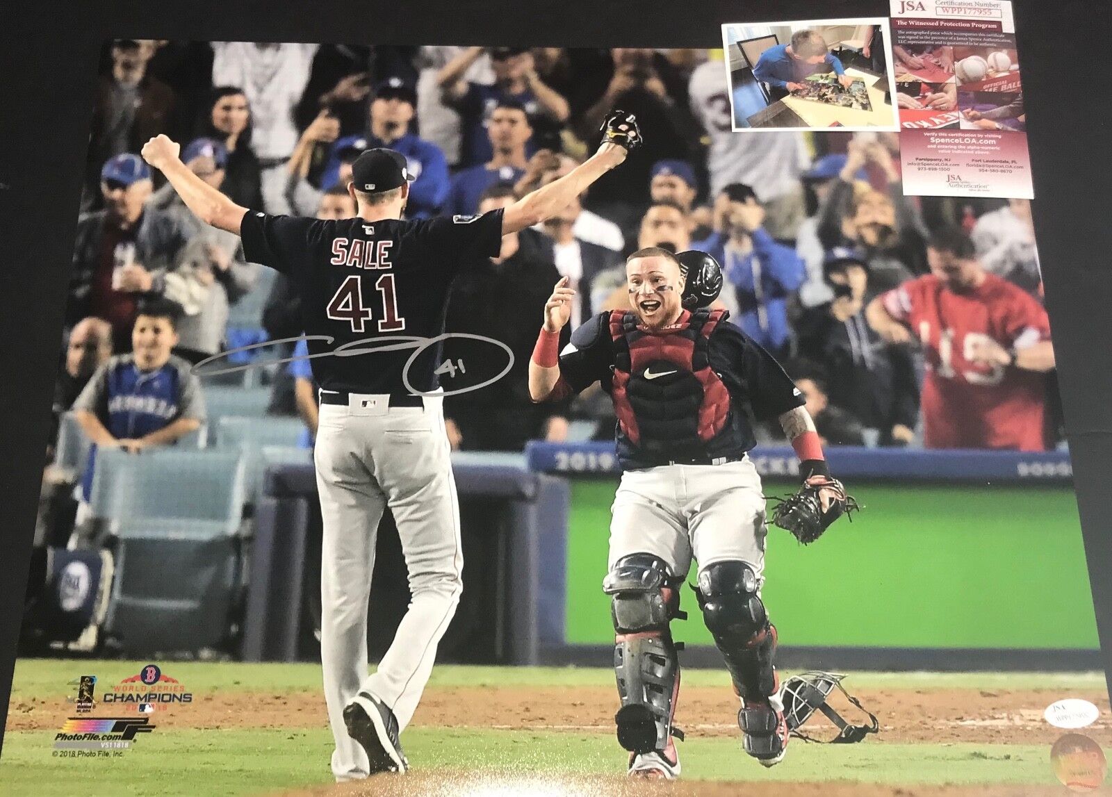 Chris Sale Red Sox 2018 World Series Signed 16x20 Photo Poster painting JSA WITNESS COA C