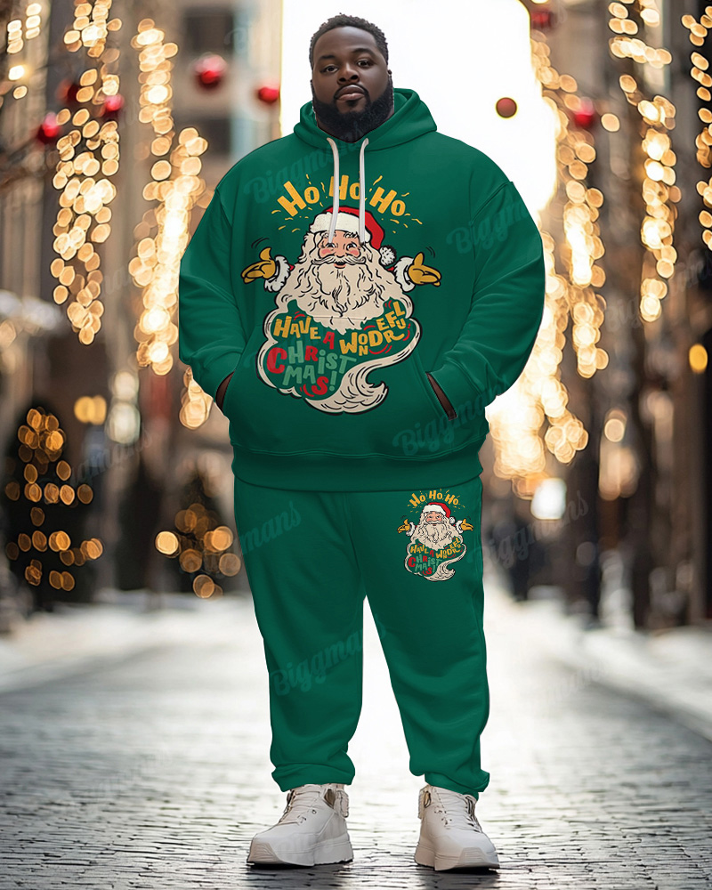 Men's Have A Wonderful Christmas! Alphabet Print Plus Size Hoodie Suit