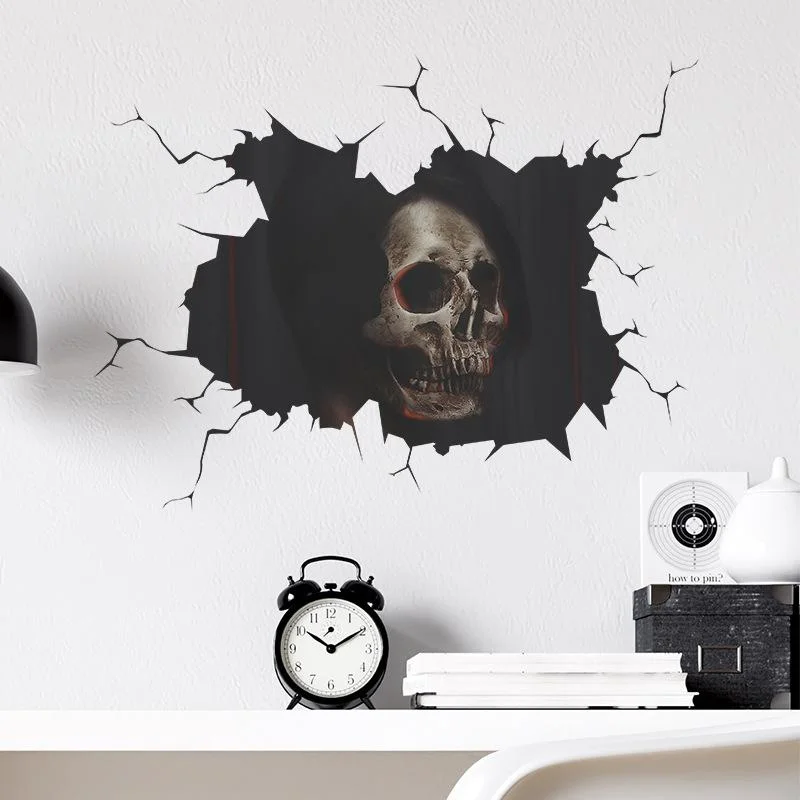 Halloween020 Skull Human Head Halloween Atmosphere Wall Sticker