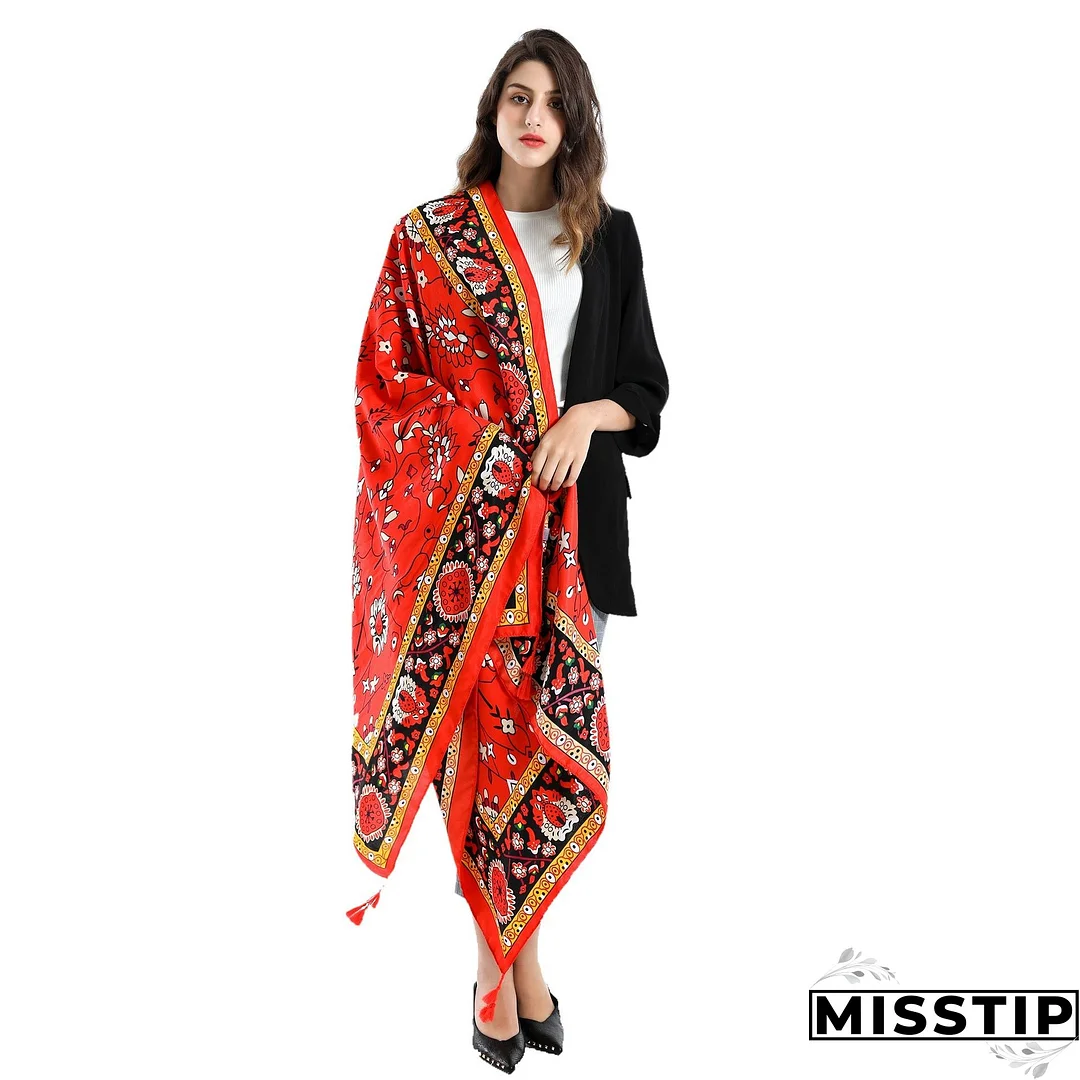 Rattan sunflower fringed scarf beach holiday sunscreen shawl dual-use