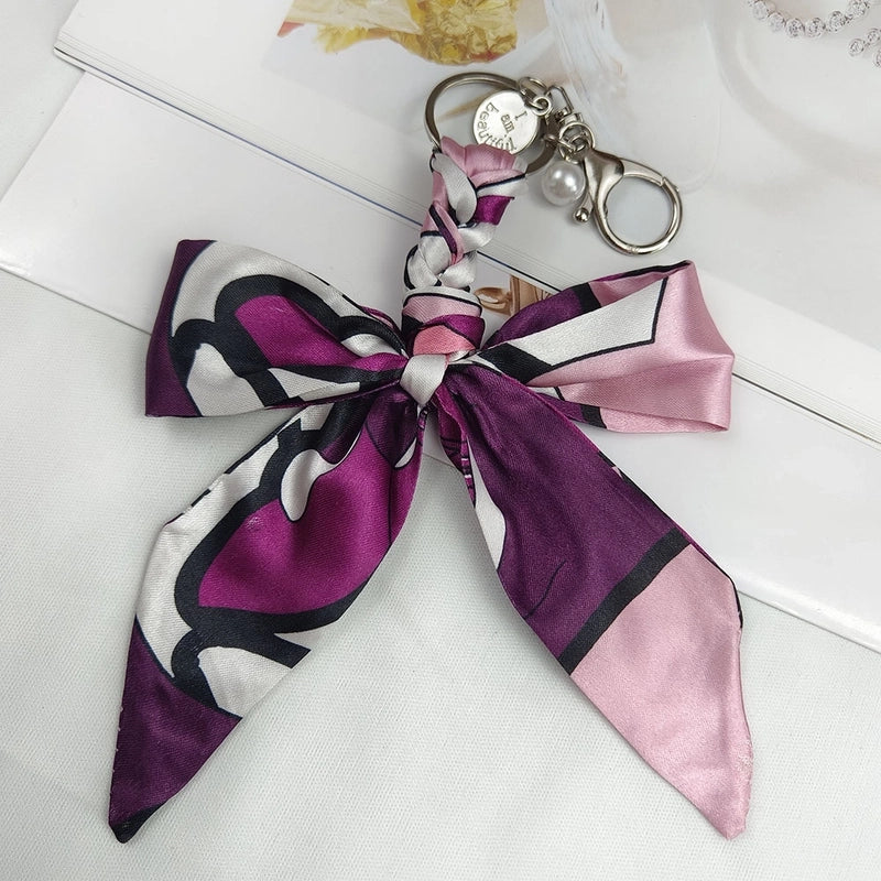 Sweet Minimalist Bow Knot Cloth Metal Unisex Bag Pendant Keychain